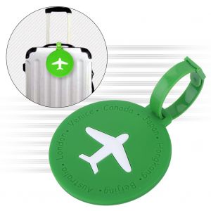 Etiquettes De Bagages Tendance En Pvc, Accessoires D'identification Pour Valises Et Sacs (Rond Vert) - Neuf