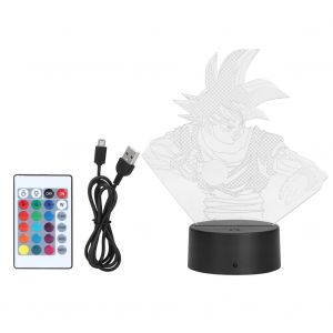 Veilleuse 3D a LED avec telecommande et port USB, 7 couleurs, luminaire decoratif d'interieur ou de bureau (noir) - Neuf