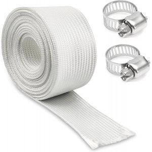 KALANKA-D'éChappement Isolé 25mm Avec 2 Clips Verre Gaine ElectriqueEchappement Gaine Isolante Climatisation Pour Tuyau D'éChappement Pour GéNéRateur 200cm (Blanc) - Neuf