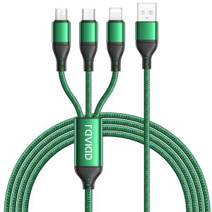 Câble Multi Usb, 3 En 1 Multi Chargeur Usb Câble En Nylon Tressé Avec Micro Usb Type C Lightning Connecteurs Pour Iphone, Samsung Galaxy S10 S9, Huawei P30, Honor, Oneplus, Wiko, Kindle - Neuf