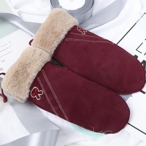 Gants D'hiver Chauds En Imitation Daim Pour Enfants, Couleur Bordeaux - Neuf