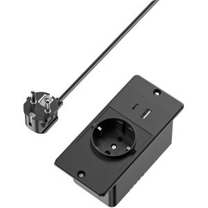 Prise multiprise de conf&eacute;rence encastr&eacute;e de Petite Taille avec Ports USB-A et USB-C, multiprise de Table, Station de Charge de Bureau avec 1 Prise et 2 Ports USB - Neuf