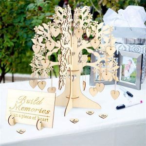 Arbre à souhaits en bois 3D comme livre d'or de mariage, 1 ensemble complet d'arbres à souhaits en bois, décorations de maison en bois à faire soi-même - Neuf
