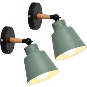 Lot De 2 Appliques Murales Industrielles (Vertes) Vintage E27 En Métal Réglables Pour Intérieur - Neuf