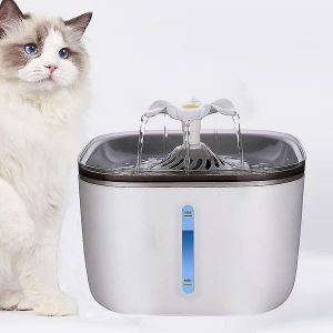 Fontaine À Eau Pour Chat 2 L Avec Pompe Intelligente Et Indicateurs Led - Eau Potable Fraîche Et Propre Pour Animaux De Compagnie - Conception Facile À Nettoyer Et Durable - Neuf
