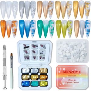 Sjzg-Metallique Vernis Semi Permanent, 9 Couleurs Chrome Gel Paint Nail Art Blanc Noir Marron Vernis &Agrave; Ongles En Gel Design D'art D'ongle Cadeaux De Manucure Festive - Neuf