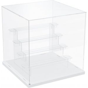 Vitrine Acrylique Transparente 3 Niveaux Petite Vitrine Pour Collection Vitrine Figurine Pour Pop Mart Labubu Vitrine Voiture Miniature Rangement Parfum (Grain De Bois, 31.5 X 18 X 25.5 Cm) - Neuf