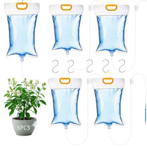 Lot de 5 sacs d'irrigation goutte &iquest;&iquest; goutte de 3,5 l - Syst&iquest;&iquest;me d'irrigation automatique avec d&iquest;&iquest;bit r&iquest;&iquest;glable - Interrupteur &iquest;&iquest; valve - Arrosage goutte &iquest;&iquest; goutte pour arrosage des plantes en vacances - Neuf