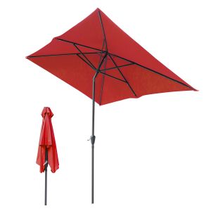 Parasol Rectangulaire 1,4 &times; 2,1 M Modulaire &iquest; Parasol Balcon &Agrave; Assembler, Rouge - Neuf