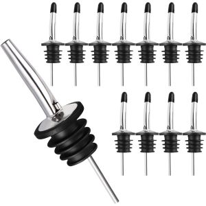 CHECARZHN--NO1-12Pcs Verseurs En Acier Inoxydable, Bec Verseur Conique Bouteille Bec Conique Avec Capuchons En Caoutchouc Pour Liqueur, Vin, Huile, Liqueur, Sirop, Vinaigre, Etc. - Neuf