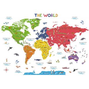 Eryi-Dl3-2212 Très Grand Carte Du Monde Stickers Muraux (150x91 Cm) Enfants Pépinière Sticker Décor À La Maison Art Voyage Garçon Chambre Bébé Bois International Couleur Affiche Pépinière - Neuf