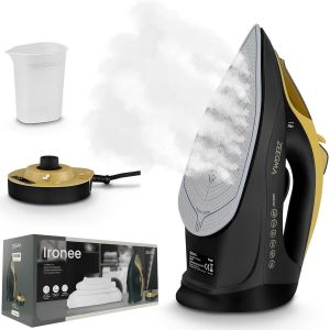 Ironee Fer À Vapeur Sans Fil Avec Semelle En Céramique 2600 W, Pour Repassage Vapeur Horizontal Et Vertical, Récipient De 320 Ml, Fonction Autonettoyante, Anti-Goutte Et Anticalcaire (Black) - Neuf
