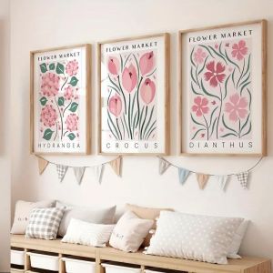 Eryi-Lot De 3 Posters Flower Market, Images Vintage Roses Et Impressions Artistiques, Tableaux Muraux, Sans Cadre, Décoration Murale Esthétique Pour Salon, Chambre À Coucher, Salle À Manger, 30 X - Neuf