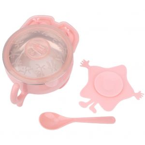 Bol Isolant En Acier Inoxydable Avec Injection D'eau Et Ventouse Pour Bebe (Rose) - Neuf