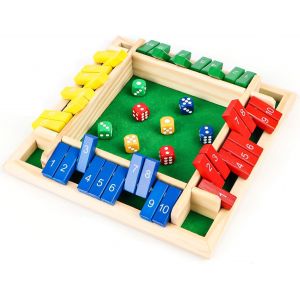 Sansh-Jeu De Société En Bois, 4 Joueurs, Shut The Box, Jeu De Dés En Bois, Mathématiques, Traditionnel, Pub, 4 Joueurs, Jeu De Société Great Family - Neuf