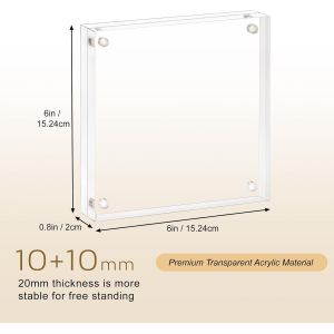 Cadre Photo Magn&eacute;tique, Cadres Acryliques, Porte 13 x 18 cm, 10 + 10 mm D'&eacute;paisseur, &eacute;cran sans Carte de Fond pour Carte Postale - Transparent - Neuf