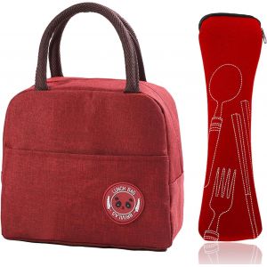 Sac Isotherme Repas 6l, Lunch Box Isotherme, Ensemble 5 Couverts De Camping, Sac À Déjeuner Imperméable Isolé, Sac Lunch Box Convient Pour École Bureau Pique-Nique (Rouge) - Neuf