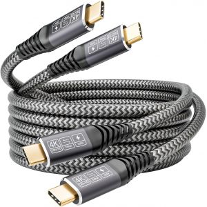 Cable USB C 4m, [4M/Lot de 2] USB 3.2 Gen 2 20gbps 100W USBC Charge Rapide,Transmission Video 5K/4K@60Hz C&acirc;ble USB C vers USBC Pour,Laptop,Hub,Dock,M3,SSD,eGPU, Display,Monitor - Neuf