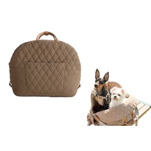 Rehausseur De Si&egrave;ge Auto Pour Chien De Petite Taille Avec Sangle R&eacute;glable - Kaki - Neuf