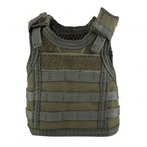 Gilet Tactique D'exterieur, Mini Gilet Reglable, Support Pour Canettes Et Bouteilles, Vert Armee - Neuf
