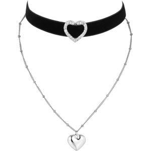 Kal-Multilayer Collier Vintage Coeur Etoile Choker Chaîne Dentelle Croix Punk Gothique Pendentif - Neuf
