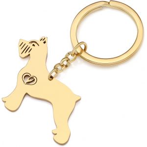 KAL-Porte-Cl&eacute;s Chien Acier Inoxydable Portefeuille Porte-Cl&eacute;s Voiture Bijoux Animaux Amoureux Chiens Cadeaux Femme Filles Porte-Cl&eacute;s Chien - Neuf