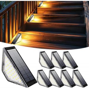 8pcs Lampes Solaires D'escalier, Lampe Solaire Exterieur, Lampes Solaires D'ext&eacute;rieur &Eacute;tanche Lumi&egrave;re Solaire Jardin Lampes Solaires Pour Escaliers Pour Cour, Patio, Balcon, Cl&ocirc;ture, Marche, Escalier - Neuf