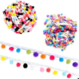 Tianyi-Bordure À Pompons 12m Galon Pompon Pompons Ruban Bordure À Coudre,Pompons Boule Frange Garniture Ruban Dentelle Pompon Galon Pompon Dentelle Pompons Franges Décoratifs Pour Diy Couture Craft - Neuf