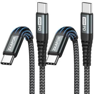 Usb C To Usb C Cable [2m, Pack Of 2], 240w Type C To Type C Cable Pd 3.1 Cord Typ C Fast Charge Compatible With Iphone 16 Pro Max, Iphone 15, Samsung Galaxy, Pad Pro, Huawei/Mate, Pixel - Neuf