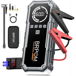 NouvelHorizonstore-Booster Batterie avec Compresseur, 8000A D&eacute;marreur Batterie Voiture, 160PSI Gonfleur de Pneus, 12V Jump Starter, Tout Gaz ou 10L Diesel, &Eacute;cran LCD, Eclairage de Secours, Banque d'a - Neuf