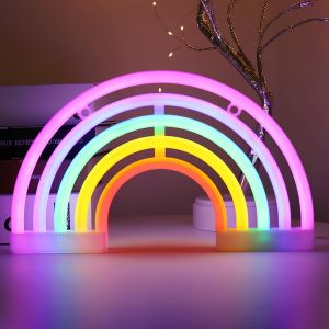 CMJAAGUR-Led Rainbow Neon Sign - Veilleuse &Agrave; Piles Lumi&egrave;re Arc-En-Ciel Lumineuse - Enseignes Lumineuses D&eacute;corations Murales - Signe N&eacute;ons[M1850] - Neuf