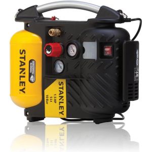 MEVRONISSHOP-Stanley Compresseur DN200/10/5 - Compresseur &agrave; Air 10 Bar - 5L - 180L/Min - Compresseur &agrave; Air Portatif avec Poign&eacute;e et Sangle de Transport - Jaune - Neuf