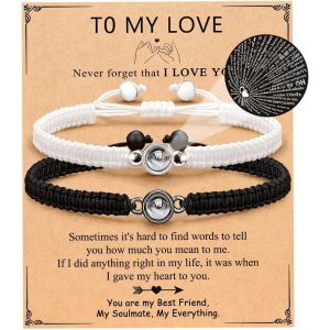 Eryi-1 Paire Bracelet Homme Personnalisé,Cadeau Homme,Bracelet Photo Personnalisé Pour Couple Femmes Hommes Ami Cadeau De Saint-Valentin,Ne Prend Pas En Charge La Personnalisation - Neuf