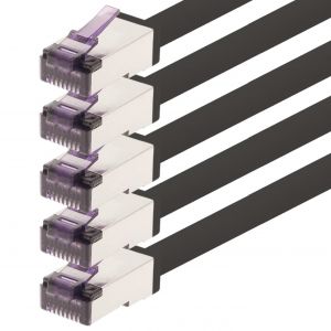 0,15 m - Câble réseau CAT6a Superflex Ethernet Gigabit LAN RJ45 CAT6 A câble patch 10000 Mbit s SFTP PIMF 500 MHz compatible avec CAT6 CAT5 - noir - 5 pièces - Neuf