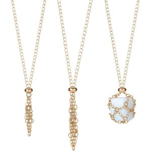 Kal-2 Pièce Cage Support En Cristal, Collier Porte-Cristal Fait À La Main, Porte-Collier En Pierre, Pierres Précieuses Quartz Pour Femmes Et Hommes (Longueur D'environ 17.2 Pouce/43.8cm) - Neuf