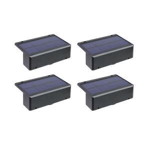 4 Pcs Solaire Applique Solaire Lampe De Cl&ocirc;ture De Jardin Led Imperm&eacute;able &Agrave; L'eau Solaire Escalier Et Vers Le Bas Cour Stre - Neuf