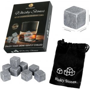 Tianyi-Welsberg 9pcs Whisky Pierres Ice Cubes Glaçons Stéatite Glacons En Pierre Avec Sac De Cordon Refroidisseurs De Boissons Bière Rocks Glacon Whisky Granite Pouch (9s Set Pierres De Whisky) - Neuf