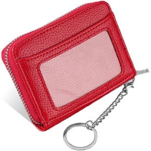 TRAHOO-Porte carte homme, Porte monnaie homme Porte-Cartes avec Blocage RFID, 8 Porte Carte Cr&eacute;dit, Porte Carte Bancaire avec Compartiment &agrave; Billets et Poche &agrave; Monnaie, Minimaliste, rouge - Neuf