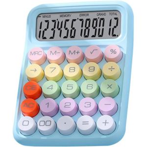 LETNERNY-Calculatrice, Calculatrice Électronique Colorée, Résistante Aux Éclaboussures, Exqu Pour Le Bureau Pour La Salle De Classe (Bleu Ciel) - Neuf