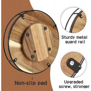 Lazy Susan Plateau Tournant Placard Cuisine,Plateau Tournant Epices,Rangement Epices Cuisine Rotatif,360° Rotative Porte Épices Pour Placard Réfrigérateur Table (26 Cm,Couleur Du Bois) - Neuf