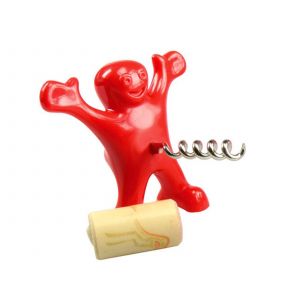 Tire-Bouchon &Agrave; Vin Red Happy Man - Disponible En Paquets De 3 Ou De 6 - Neuf