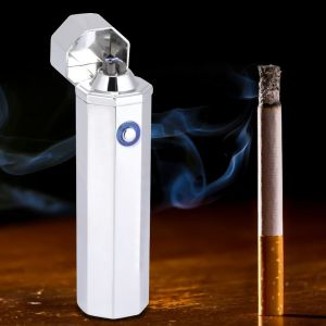 HJLIAN Briquet coupe-vent rechargeable par USB, sans flamme, electronique, a impulsion (argent) - Neuf