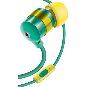 lbgwp60-Ecouteurs Intra-Auriculaires Anti-Bruit Ergonomiques Oreillettes Filaires Interchangeables, Stéréo Kit Piéton, Micro Intégré - Compatible Avec Smartphones, Tablettes, Mp3/Mp4 - Vert/Jaune - Neuf
