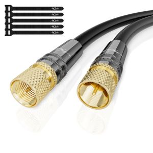 Câble d'antenne de 1.5 mètres,câble satellite coaxial HD-2x connecteurs F,capuchon en métal plaqué or,prend en charge HDTV,DVB-T2,DVB-C,DVB-S,pour réception numérique et analogique. - Neuf