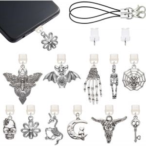 Kalcx-Lot De 11 Bouchons Anti-Poussi&egrave;re De Type C Usb C Avec Pendentifs En Alliage Pour Port De Charge Pour Lecteur De T&eacute;l&eacute;phone,Accessoires Cadeaux - Neuf