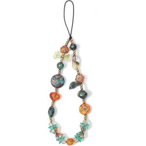 Subzonal-Dragonne T&eacute;l&eacute;phone Portable, Cha&icirc;ne Vintage Avec Motif Papillon Et Fleur Au Design Esth&eacute;tique, Bracelet De Poignet Universel Pour T&eacute;l&eacute;phone Accessoire Porte-Cl&eacute;s Pour Sacs - Vert - Neuf