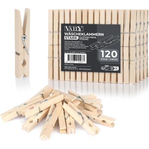 KALANKA-Pinces &agrave; Linge en Bois - Pinces &agrave; Linge en Bois pour s&eacute;choir &agrave; Linge, Corde &agrave; Linge, Bricolage et d&eacute;coration - 120 pi&egrave;ces - Neuf