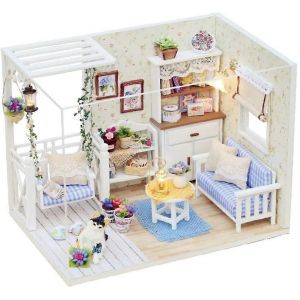 Maison de poupée bricolage,kit de maison de poupée miniature bricolage Réaliste Mini maison en bois 3D Chambre Jouet fait à la main avec Furn - Neuf