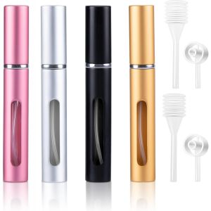 4 Pièces Vaporisateur Parfum Vide Voyage,Vaporisateur de Sac Rechargeable,Mini Atomiseur de Parfum pour Femme Homme (5ml) - Neuf