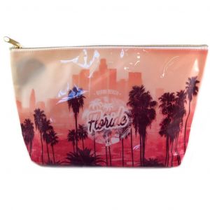 Promotion ! Trousse De Toilette 'floride' Rose Orange - 37x23x9 Cm - Neuf